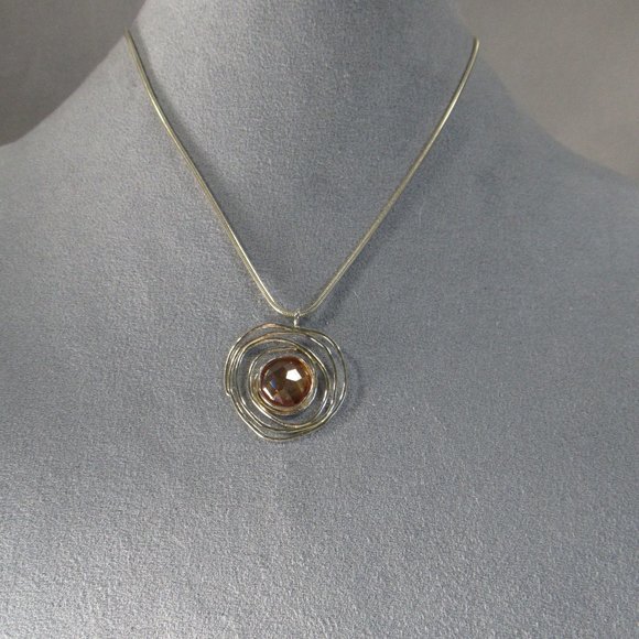 Orbital Citrine Pendant Necklace, Sterling Silver - Picture 5 of 9